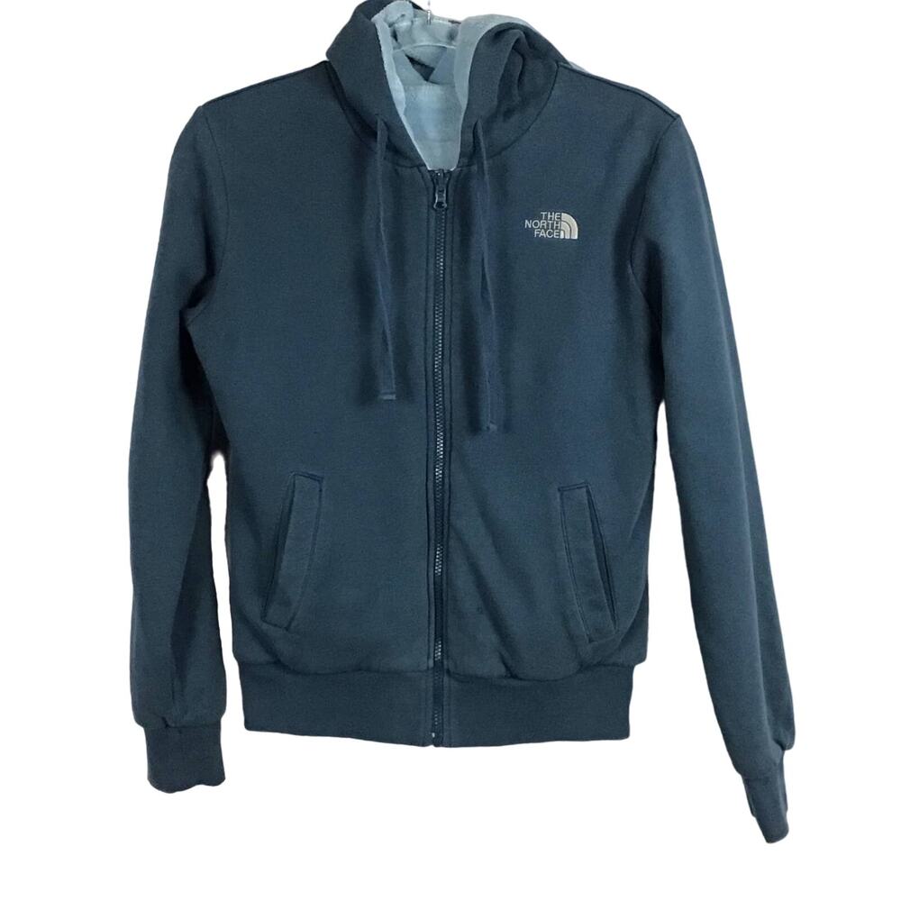 North Face Insulated Heavy Fur Lined Zip Reversible Jacket Coat Shady Blue sz S